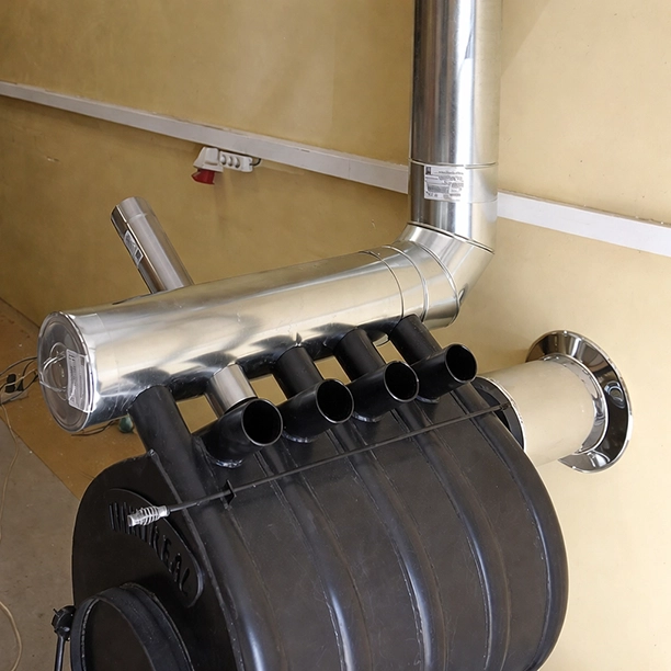 Забор горячего воздуха с конвекционных патрубков печи Булерьян